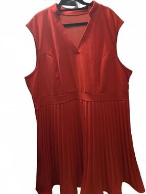 Red Sleeveless Midi Dress - 26” Ptp 2X